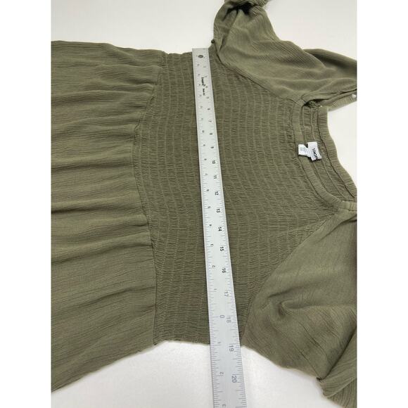 Sonoma Goods for Life Smocked Long Sleeve Blouse Pullover Olive Plus 0X Boho - Picture 5 of 7